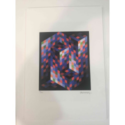 Victor Vasarely Lithografie off set 35x50 cm gecertificeerd