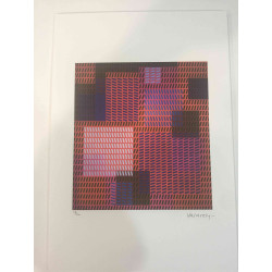 Victor Vasarely Lithografie off set 35x50 cm gecertificeerd