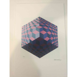Victor Vasarely Lithografie off set 35x50 cm gecertificeerd