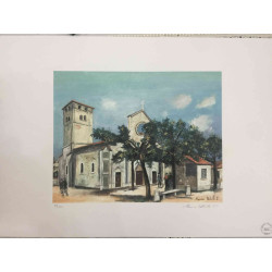 Maurice Utrillo Litografía off set 50x70 cm certificada
