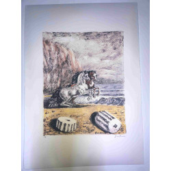 Giorgio De Chirico lithograph cm 50x70 signature pencil