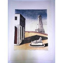 Giorgio De Chirico litho 50x70 cm potloodhandtekening