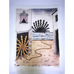 Giorgio De Chirico lithograph cm 50x70 signature pencil