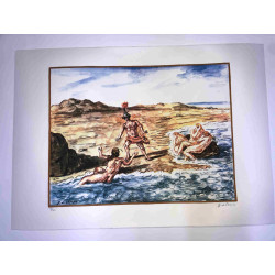 Giorgio De Chirico litho 50x70 cm potloodhandtekening