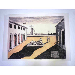 Giorgio De Chirico lithograph cm 50x70 signature pencil
