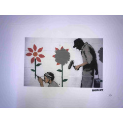 Litografia Banksy off set 50x35 cm timbru semnătură ediție POW