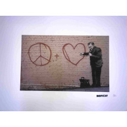 Banksy-lithografie off-set 50x35 cm handtekeningstempel POW-editie