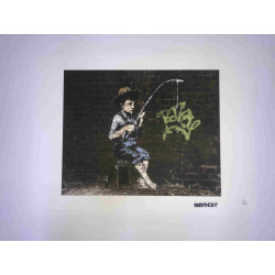 Banksy-lithografie off-set 50x35 cm handtekeningstempel POW-editie