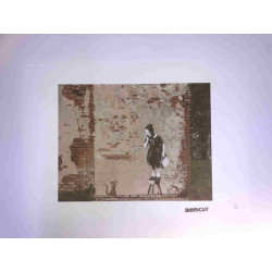 Litografia Banksy off set 50x35 cm timbru semnătură ediție POW