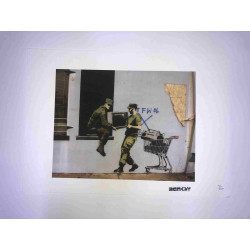 Litografia Banksy off set 50x35 cm timbru semnătură ediție POW
