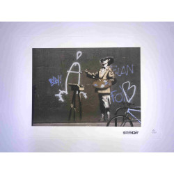 Banksy-lithografie off-set 50x35 cm handtekeningstempel POW-editie