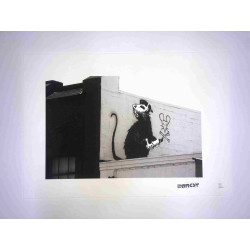 Banksy-lithografie off-set 50x35 cm handtekeningstempel POW-editie