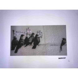 Litografia Banksy off set 50x35 cm timbru semnătură ediție POW