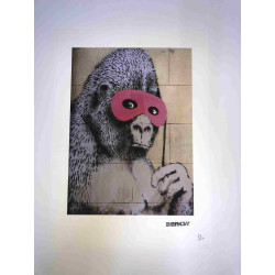 Litografia Banksy off set 50x35 cm timbru semnătură ediție POW