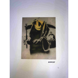 Litografia Banksy off set 50x35 cm timbru semnătură ediție POW