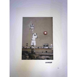Litografia Banksy off set 50x35 cm timbru semnătură ediție POW