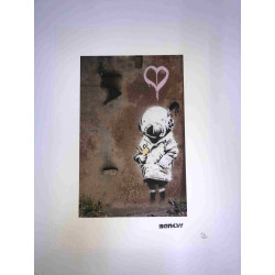 Litografia Banksy off set 50x35 cm timbru semnătură ediție POW