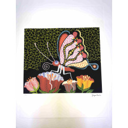 Yayoi Kusama Lithografie off set 50x65 cm handtekening op plaat met certificaat