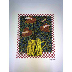 Yayoi Kusama Lithografie off set 50x65 cm handtekening op plaat met certificaat