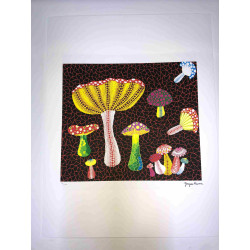 Yayoi Kusama Lithografie off set 50x65 cm handtekening op plaat met certificaat