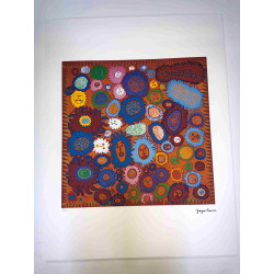 Yayoi Kusama 50x65 cm-ko sinadura ziurtagiria duen plakan egindako litografia