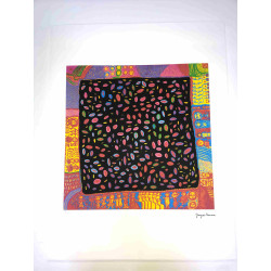Yayoi Kusama 50x65 cm-ko sinadura ziurtagiria duen plakan egindako litografia