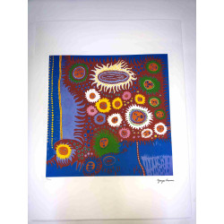 Yayoi Kusama 50x65 cm-ko sinadura ziurtagiria duen plakan egindako litografia