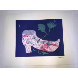 Yayoi Kusama Off set lithograph cm 50x 65 signature on plate with certificate