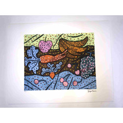Yayoi Kusama Litografie offset 50x65 cm podpis na desce s certifikátem