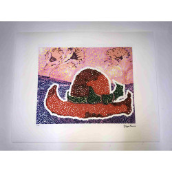 Yayoi Kusama Lithographie hors set 50x65 cm signature sur plaque avec certificat